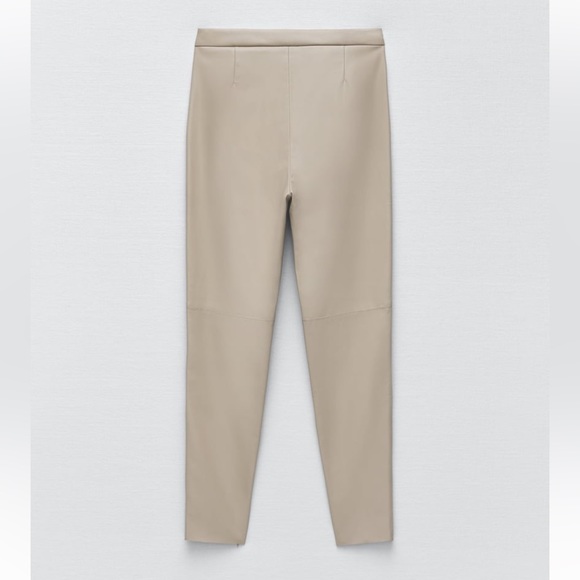 NWT ZARA FAUX LEATHER LEGGINGS DARK BEIGE SIZE S AND M  NWT - Picture 2 of 5